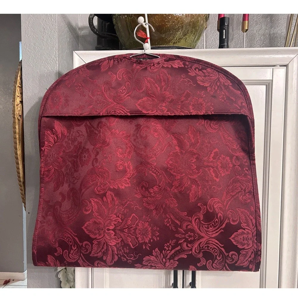 Vintage Garment Bag Dark Red Maroon‎ Zipper Front Thick Durable